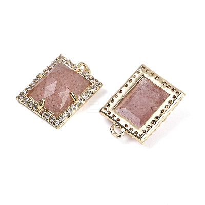 Natural Strawberry Quartz Faceted Rectangle Pendants G-I375-05G-06-1
