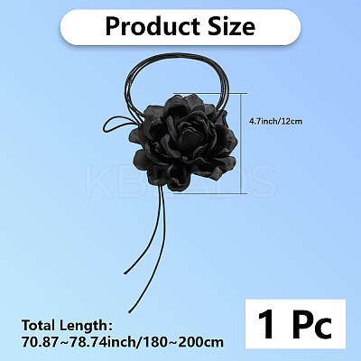 1Pc Retro Cloth Rose Flower Waxed Cord Wrap Choker Necklaces for Women NJEW-CP0001-05A-1