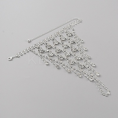 Crystal Rhinestone Chain Tassel Ring Bracelet BJEW-WH0012-06S-1