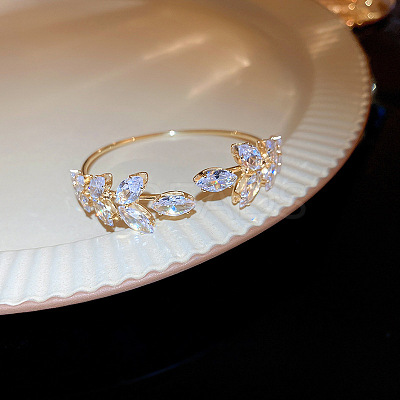 Alloy Rhinestone Cuff Bangles for Women WGA6A1A-03-1