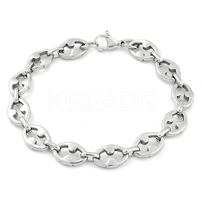 304 Stainless Steel Oval Link Chain Bracelets for Women Men BJEW-F488-48B-P-1