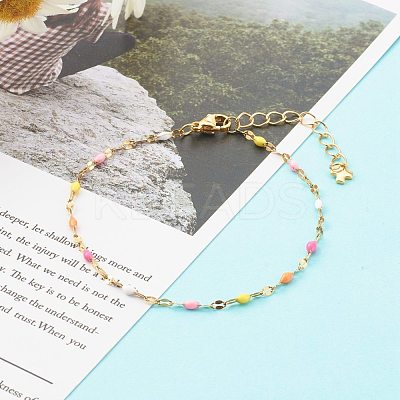 304 Stainless Steel Enamel Link Chains Bracelets BJEW-JB06336-1