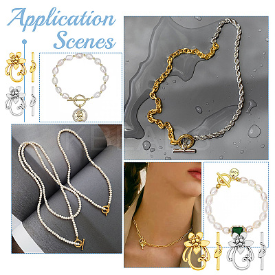 40Pcs 2 Colors Tibetan Style Alloy Flower Toggle Clasps FIND-DC0004-34-1