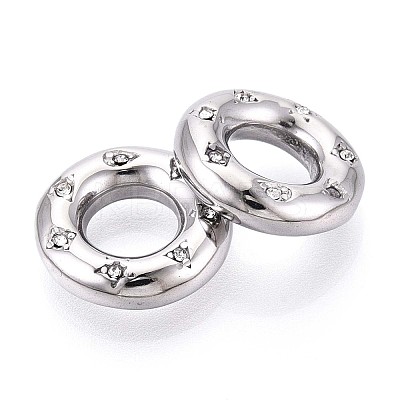 304 Stainless Steel Rhinestone Linking Rings STAS-T064-77P-1