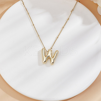 1pc Brass Chain with Alloy Letter Pendants Necklaces NJEW-LP0001-41W-G-1