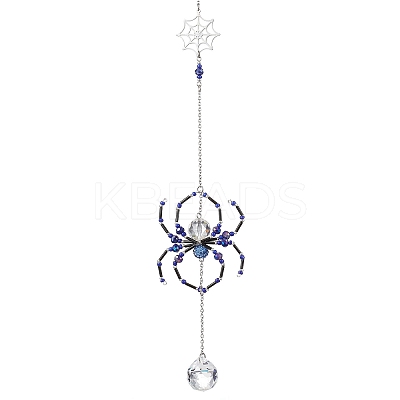 Spider Glass Beaded Hanging Ornaments HJEW-TA00172-03-1