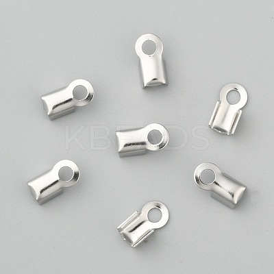 Tarnish Resistant 304 Stainless Steel Fold Over Crimp Cord Ends X-STAS-M009-01A-1