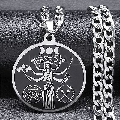 201 Stainless Steel Enamel Pendant Necklace LS-NJEW-K253-20P-1