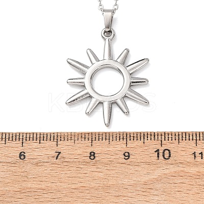 304 Stainless Steel Sun Pendant Cable Chain Necklaces for Men Women NJEW-K308-04A-P-1