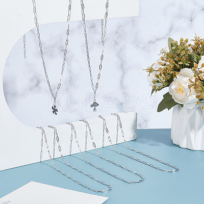 12Pcs 667 Stainless Steel Paperclip Chain Necklaces for Women Men NJEW-NB0001-23-1