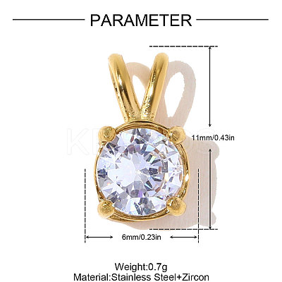 304 Stainless Steel Pave Cubic Zirconia Charms STAS-OY010-13G-01-1