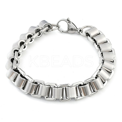304 Stainless Steel Box Chain Bracelets for Women Men BJEW-F488-47P-1