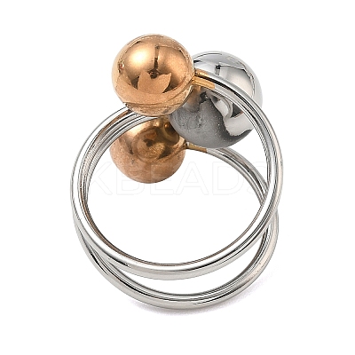 304 Stainless Steel Round Wrap Open Cuff Rings for Women Men RJEW-Q815-06G-M-1