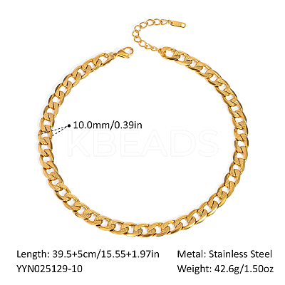 Stainless Steel Curb Chain Necklaces for Unisex OZ3684-3-1