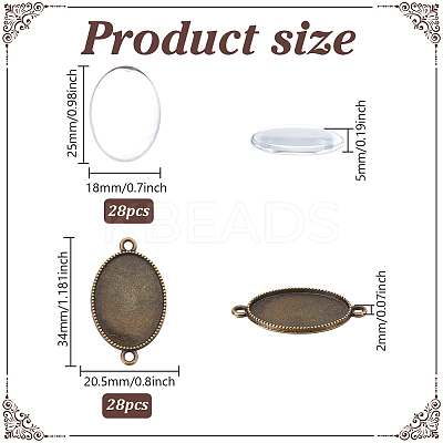 30Pcs Tibetan Style Oval Alloy Cabochon Connector Settings TIBE-AR0001-11AB-1