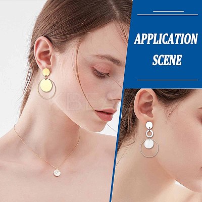 32Pcs 4 Colors 304 Stainless Steel Stud Earring Findings STAS-SC0004-33-1
