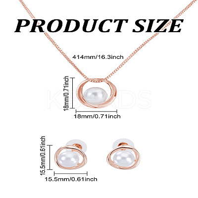 1 Set Alloy & Round Imitation Pearl Pendant Necklaces & Stud Earrings Sets SJEW-LP0001-57RG-1