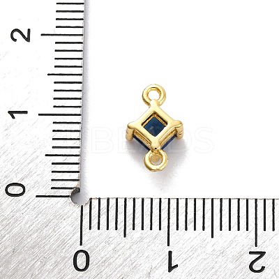 Brass Cubic Zirconia Rhombus Connector Charms KK-F894-12G-05-1