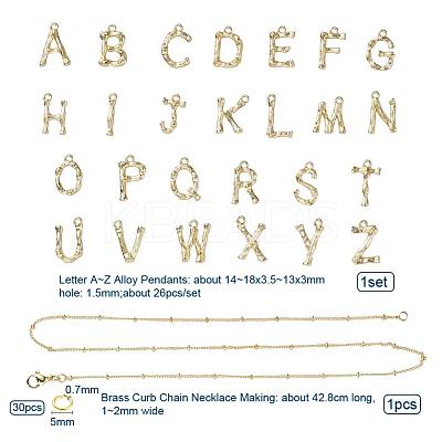 26Pcs A~Z Alphabet Necklaces Making Kits DIY-YW0002-29G-1