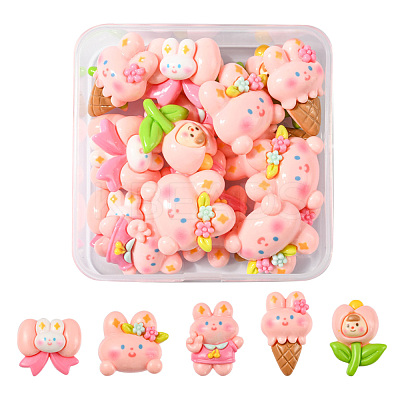 20Pcs 5 Styles Thanksgiving Day Theme Cartoon Opaque Resin Cabochons RESI-FS0001-51-1