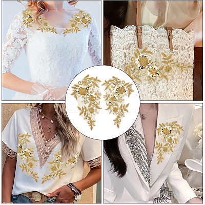 1Pair Flower Lace Polyester Embroidery Organza Ornament Accessories DIY-CY0002-32A-1
