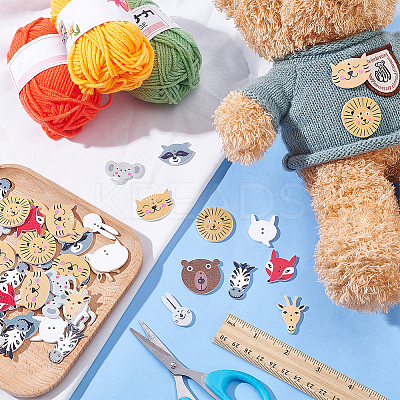2 Bags Printed Wood Buttons BUTT-WR0001-31-1