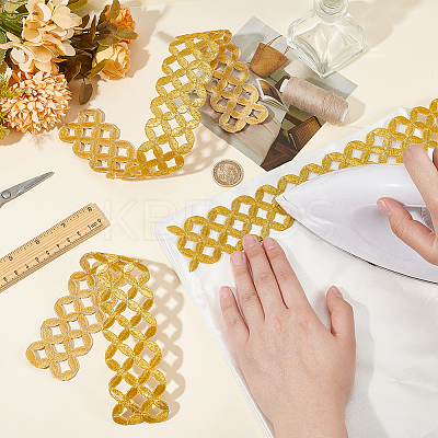 Iron on/Sew on Embroidery Coin Polyester Hollow Lace Ribbons OCOR-WH0085-50-1