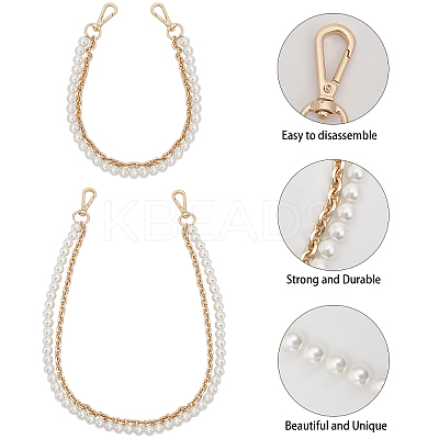 2Pcs 2 Style Plastic Imitation Pearl Beaded Double Strand Bag Handles DIY-CA0005-94-1