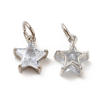 Rack Plating Brass Clear Cubic Zirconia Pendants KK-E081-03P-1
