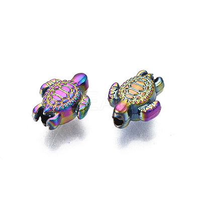 Rack Plating Rainbow Color Alloy Beads PALLOY-S180-343-1