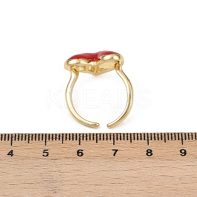Brass Enamel Adjustable Cuff Rings for Women RJEW-C139-09G-1