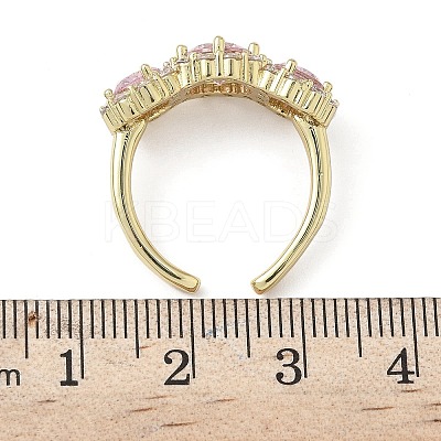 Brass Micro Pave Cubic Zirconia Cuff Rings RJEW-H256-01G-1