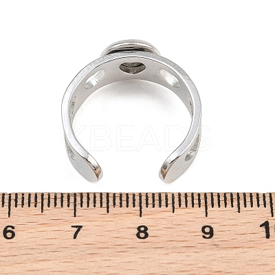 Hollow Heart 304 Stainless Steel Cuff Ring Components SA-CBA82C8-02A-P-1