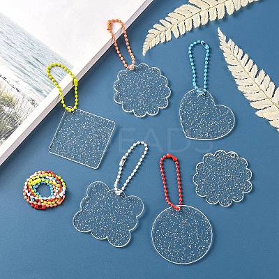 40Pcs 10 Style Acrylic Transparent Blank Pendants with Glitter DIY-CJC0002-013-1