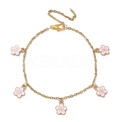 Flower Alloy Enamel Charm Bracelets BJEW-JB12285-03-1