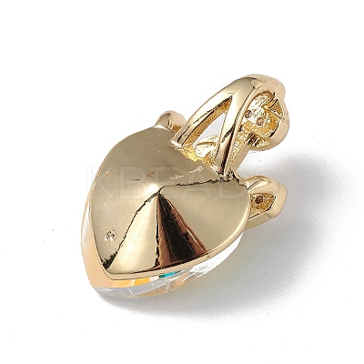 Real 18K Gold Plated Rack Plating Brass Micro Pave Clear Cubic Zirconia Pendants KK-C015-07G-05-1