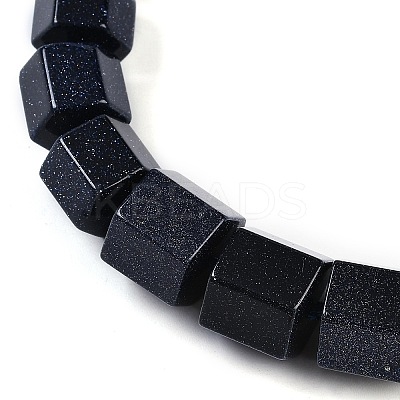 Synthetic Blue Goldstone Hexagon Prism Graduated Beaded Necklaces for Women Men NJEW-K388-03V-1