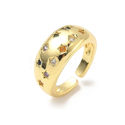 Brass Micro Pave Cubic Zirconia Adjustable Cuff Rings RJEW-V009-08G-1