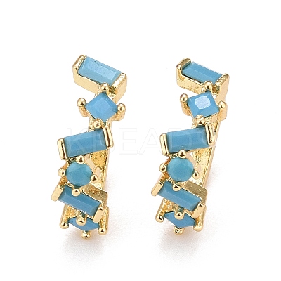 Cubic Zirconia Star Cuff Earrings EJEW-A069-17G-B-1