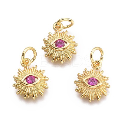 Brass Micro Pave Cubic Zirconia Pendants KK-P187-16-G-1