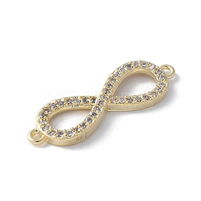 Brass Micro Pave Clear Cubic Zirconia Connector Charms KK-Q044-01B-G-1