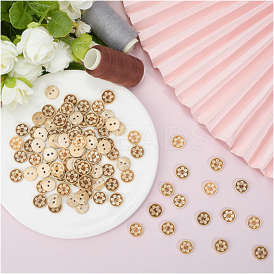 100Pcs 2-Hole Coconut Buttons BUTT-CY0001-31-1