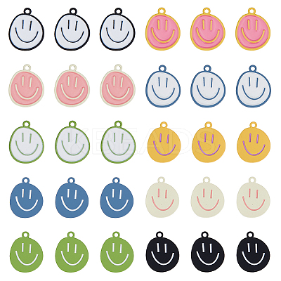 50Pcs 10 Colors Alloy Enamel Pendants ENAM-DC0001-85-1