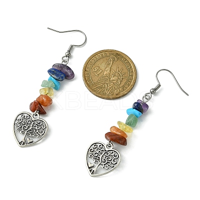 Natural & Synthetic Mixed Stone Chips Dangle Earrings EJEW-JE05390-04-1