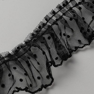 Polyester Pleated Lace Trim Ribbon DIY-WH0308-459B-1
