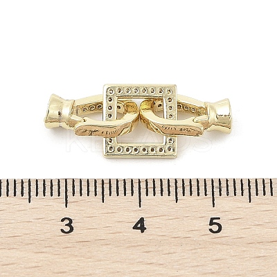 Brass Micro Pave Clear Cubic Zirconia Fold Over Clasps KK-U059-18G-1