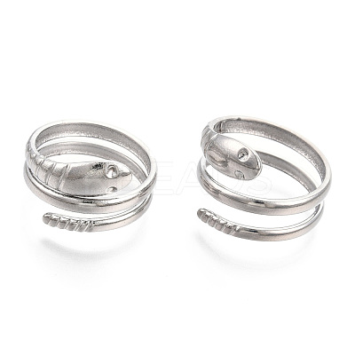 Non-Tarnish 304 Stainless Steel Snake Twist Rings LS-RJEW-N038-114P-1