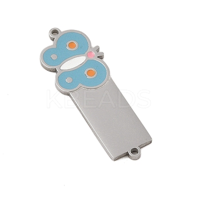 304 Stainless Steel Light Blue Enamel Connector Charms STAS-P377-16P-C-1