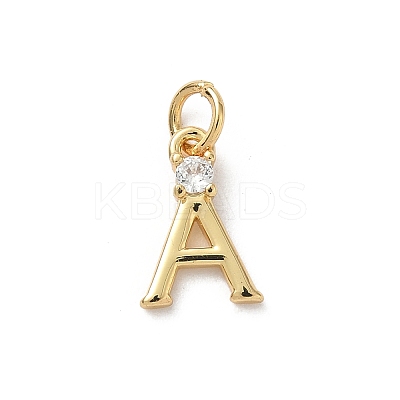 Brass Micro Pave Clear Cubic Zirconia Charms KK-A273-01G-1