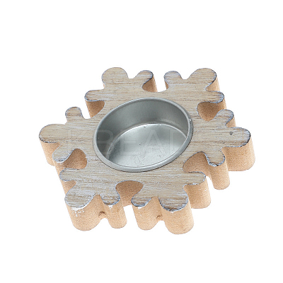 Christmas Wooden Candlestick Holder with Metal Tray CAND-PW0013-63A-1